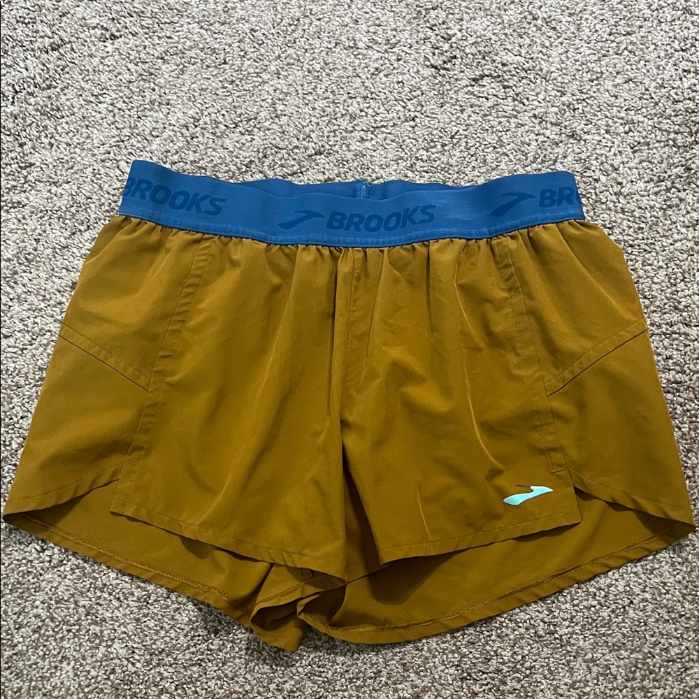 Brooks Ochre and Blue Athletic Shorts